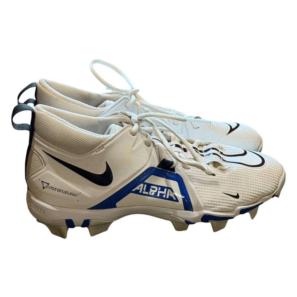 Nike Alpha Menace 3 Shark Mens Football Cleats White Blue CV0582-101 Size 10.5